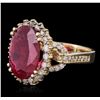 Image 2 : 14KT Yellow Gold 5.84ct Ruby and Diamond Ring