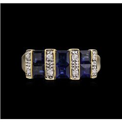 14KT Yellow Gold 1.67ctw Blue Sapphire and Diamond Ring