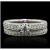 Image 1 : 18KT White Gold 0.67ctw Diamond Ring Wedding Set