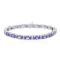 14KT White Gold 15.39ctw Tanzanite and Diamond Bracelet