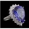 Image 2 : 14KT White Gold 16.2ct GIA Certified Tanzanite and Diamond Ring