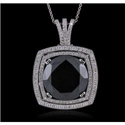 14KT White Gold 28.62ctw Black Diamond Pendant With Chain