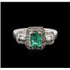 Image 1 : 14KT White Gold 0.90ct Emerald and Diamond Ring