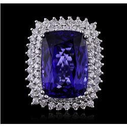 14KT White Gold GIA Certified 24.17ct Tanzanite and Diamond Ring