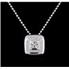 Image 2 : 0.23ctw Diamond Pendant With Chain - 18KT White Gold