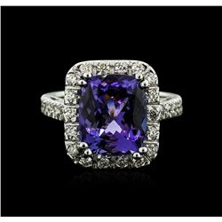 14KT White Gold 6.14ct Tanzanite and Diamond Ring