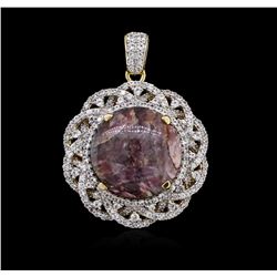 SILVER 35.62ct Star Ruby and White Sapphire Pendant