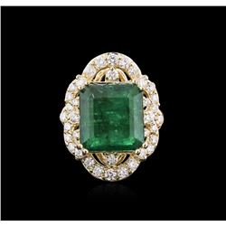 14KT Yellow Gold 9.30ct Emerald and Diamond Ring