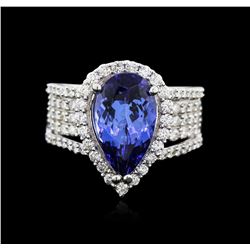 18KT White Gold 3.66ct Tanzanite and Diamond Ring