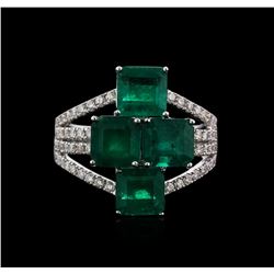 18KT White Gold 4.48ctw Emerald and Diamond Ring