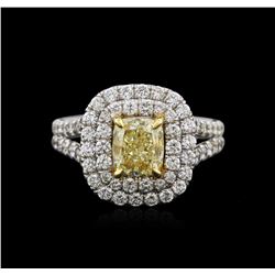 14KT White Gold 2.78ctw Fancy Yellow Diamond Ring