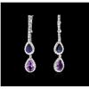 Image 1 : 14KT White Gold 2.42ctw Amethyst, Sapphire and Diamond Earrings