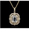 Image 1 : 14KT Yellow Gold 7.50ct Aquamarine and Diamond Pendant With Chain