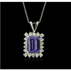 14KT White Gold 2.34ct Tanzanite and Diamond Pendant With Chain