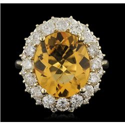 14KT Yellow Gold 6.17ct Citrine and Diamond Ring