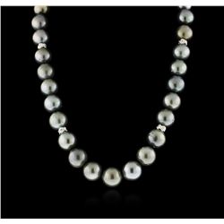 14KT White Gold Tahitian Pearl and Diamond Necklace