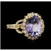 Image 2 : 14KT Yellow Gold 4.45ct Tanzanite and Diamond Ring
