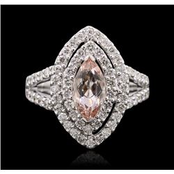 14KT White Gold 1.20ct Morganite and Diamond Ring