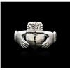 Image 1 : 14KT White Gold Heart and Crown Ring
