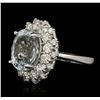 Image 2 : 14KT White Gold 6.18ct Blue Topaz and Diamond Ring