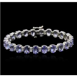 14KT White Gold 15.84ctw Tanzanite and Diamond Bracelet