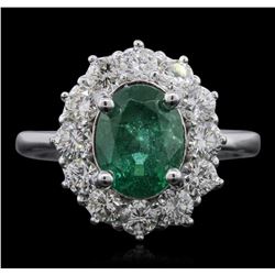 14KT White Gold 2.04ct Emerald and Diamond Ring