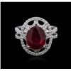 Image 1 : 18KT White Gold 4.47ct Ruby and Diamond Ring