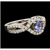 Image 2 : 14KT White Gold 0.90ct Tanzanite and Diamond Ring