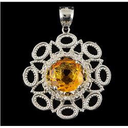 14KT White Gold 5.97ct Citrine and Diamond Pendant