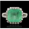 Image 1 : 14KT White Gold 6.66ct Emerald and Diamond Ring