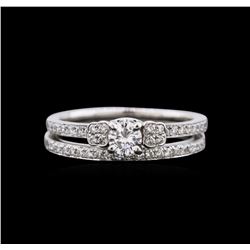 0.55ctw Diamond Wedding Ring Set - 14KT White Gold