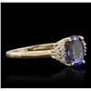 Image 2 : 14KT Yellow Gold 2.10ct Tanzanite and Diamond Ring