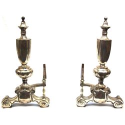 Pair of Modern Silvered Metal Andirons