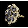 Image 2 : 14KT Yellow Gold 10.02ctw Sapphire and Diamond Ring