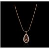 Image 2 : 14KT Rose Gold GIA Certified 34.63ct Morganite and Diamond Pendant With Chain