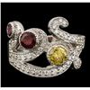 Image 1 : 14KT White Gold 0.65ctw Ruby, Demantoid Garnet and Diamond Ring