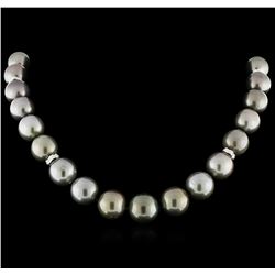 Tahitian Cultured Pearl Necklace with 14KT White Gold Diamond Clasp