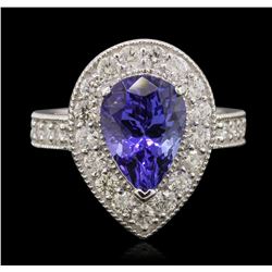 14KT White Gold 3.87ct Tanzanite and Diamond Ring