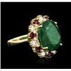 Image 1 : 14KT Yellow Gold 7.59ct Emerald, Ruby and Diamond Ring