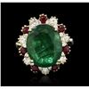 Image 2 : 14KT Yellow Gold 7.59ct Emerald, Ruby and Diamond Ring