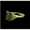 Image 2 : 14KT Yellow Gold 4.92ct Peridot and Diamond Ring