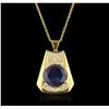 Image 1 : 10KT Yellow Gold 3.36ct Sapphire and Diamond Pendant With Chain