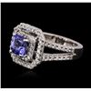 Image 2 : 14KT White Gold 1.38ct Tanzanite and Diamond Ring