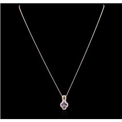 14KT Rose Gold 0.68ct Sapphire and Diamond Pendant With Chain