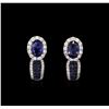 Image 1 : 1.46ctw Sapphire and Diamond Earrings - 14KT White Gold
