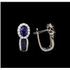 Image 2 : 1.46ctw Sapphire and Diamond Earrings - 14KT White Gold