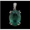 Image 1 : 14KT Two-Tone Gold 6.80ct Emerald and Diamond Pendant