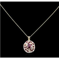 14KT Yellow Gold 5.71ctw Ruby and Diamond Pendant With Chain