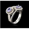 Image 3 : 14KT White Gold 1.28ctw Tanzanite and Diamond Ring