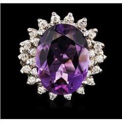 14KT White Gold 8.26ct Amethyst and Diamond Ring